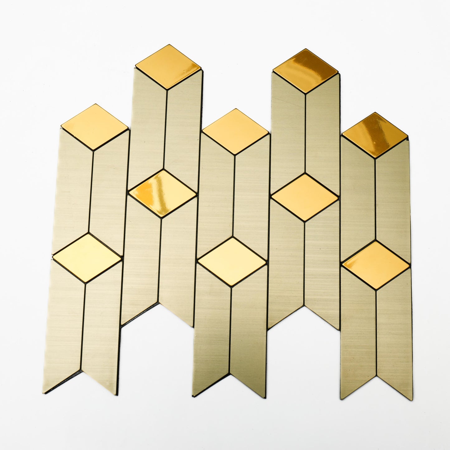 Golden and White Blocks Self Adhesive Mosaic Tile